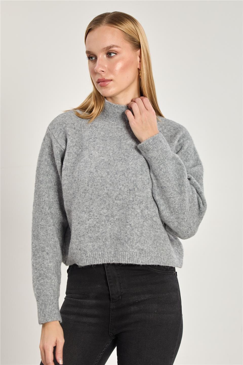 Crop triko kazak-2556 - Gri