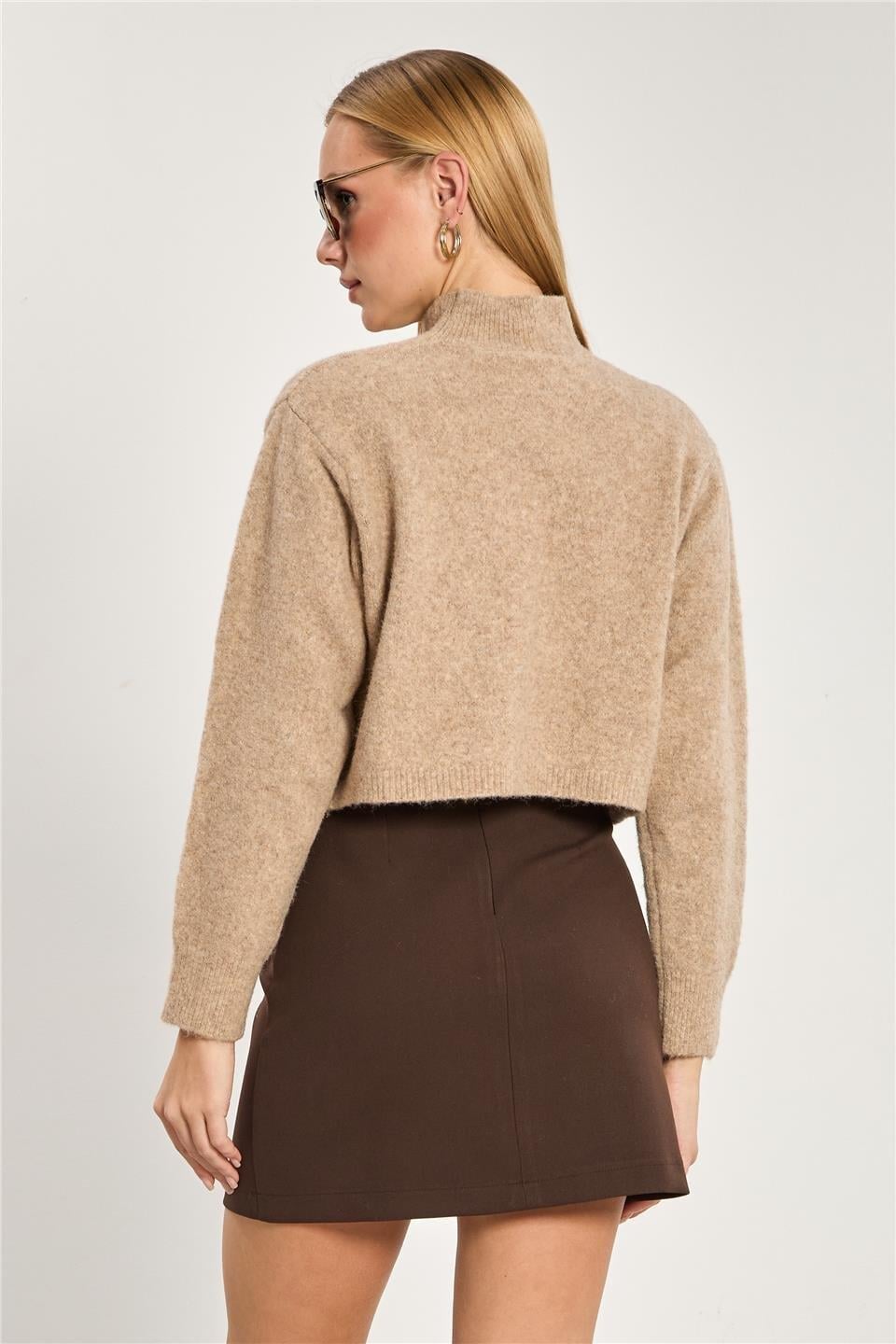 Crop triko kazak-2556 - Vizon