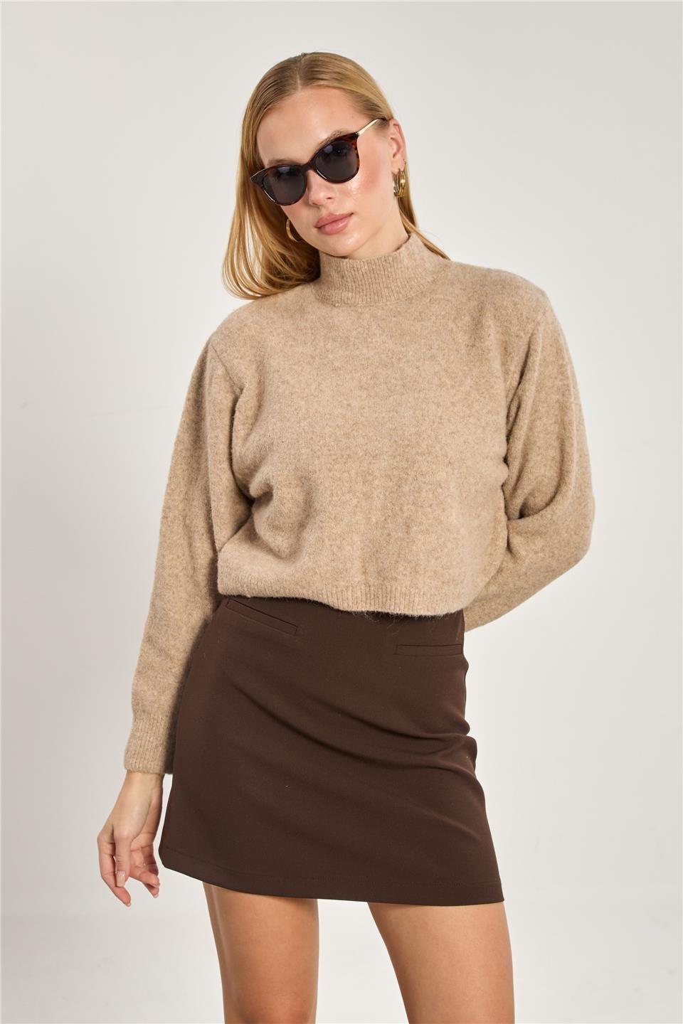 Crop triko kazak-2556 - Vizon