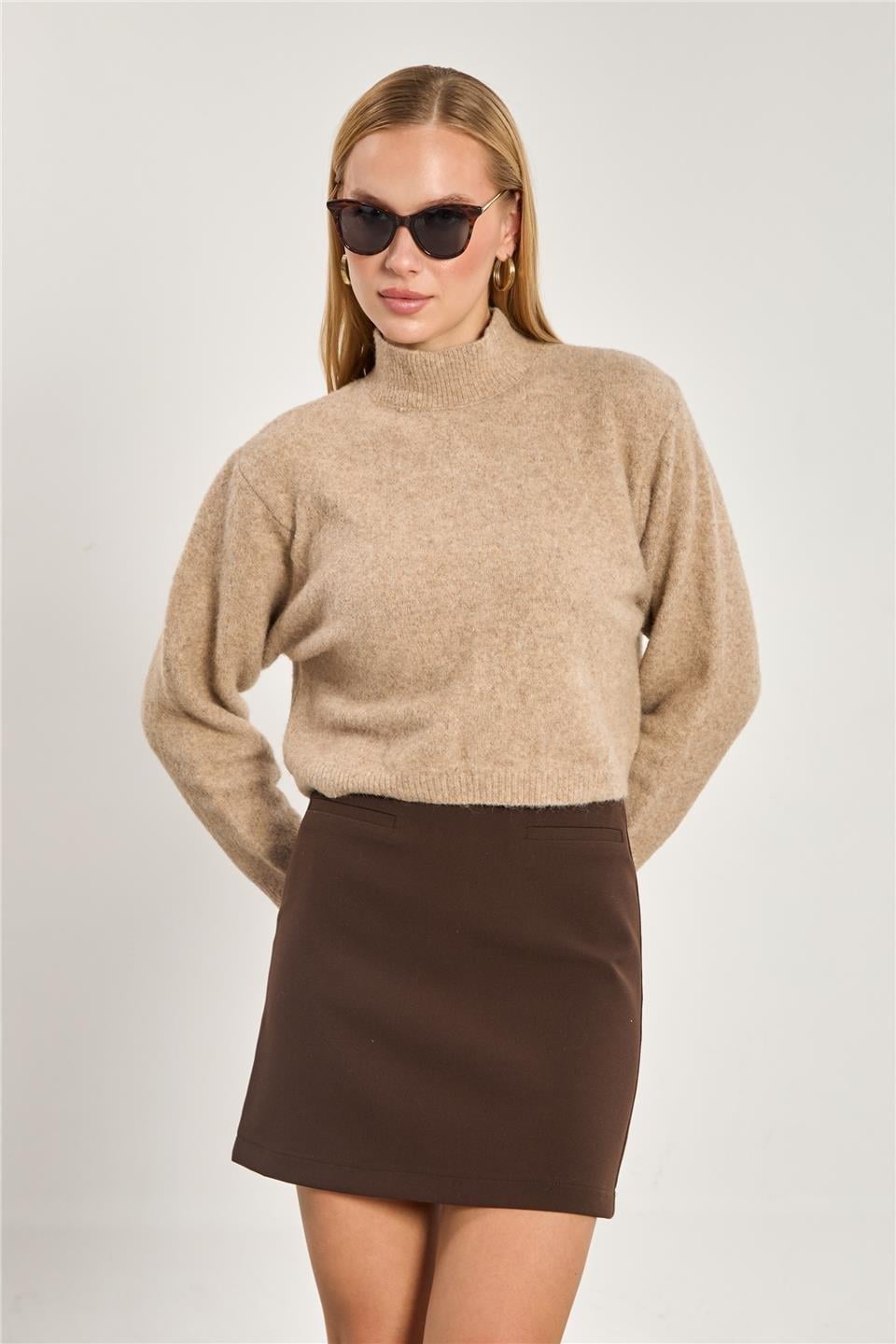 Crop triko kazak-2556 - Vizon
