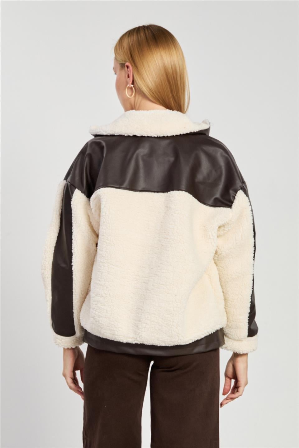 Deri garnili welsoft mont-2631 - Kahve