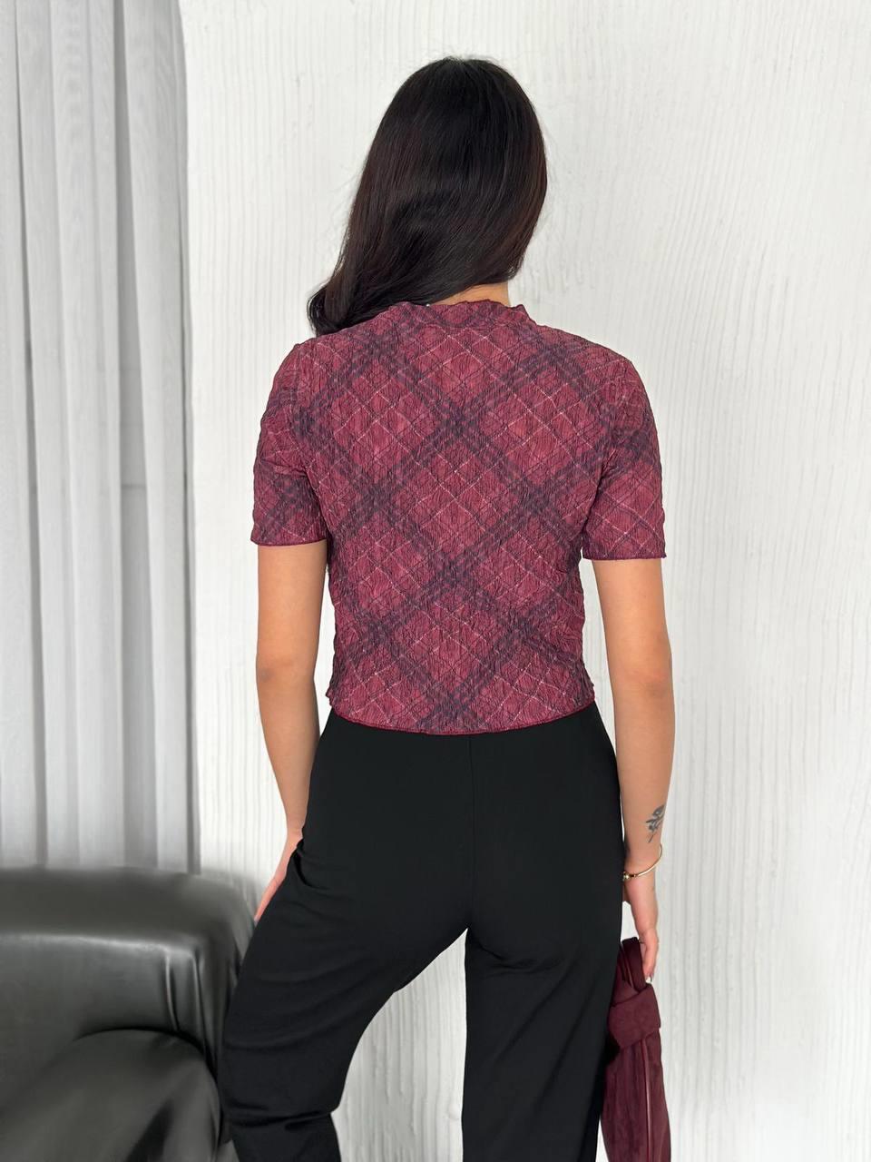 DESENLİ KABARTMA CROP-2002 - BORDO