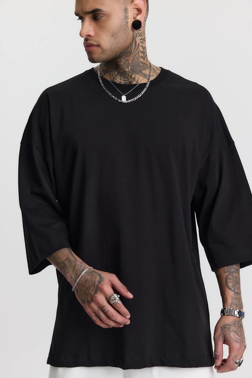 FAKİR KOL BASIC T-SHIRT-3005 - SİYAH