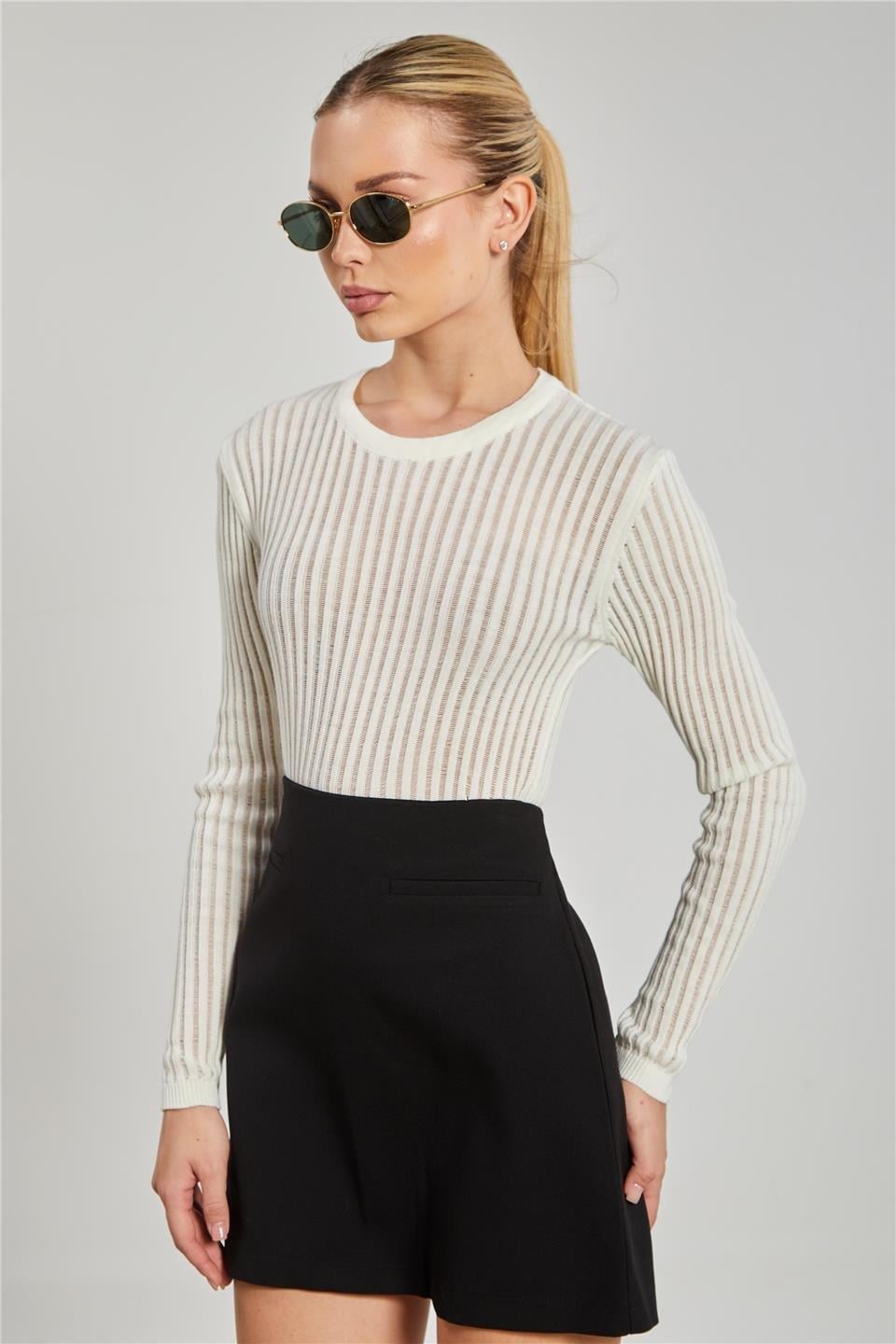 Fitilli triko body-6564 - Ekru