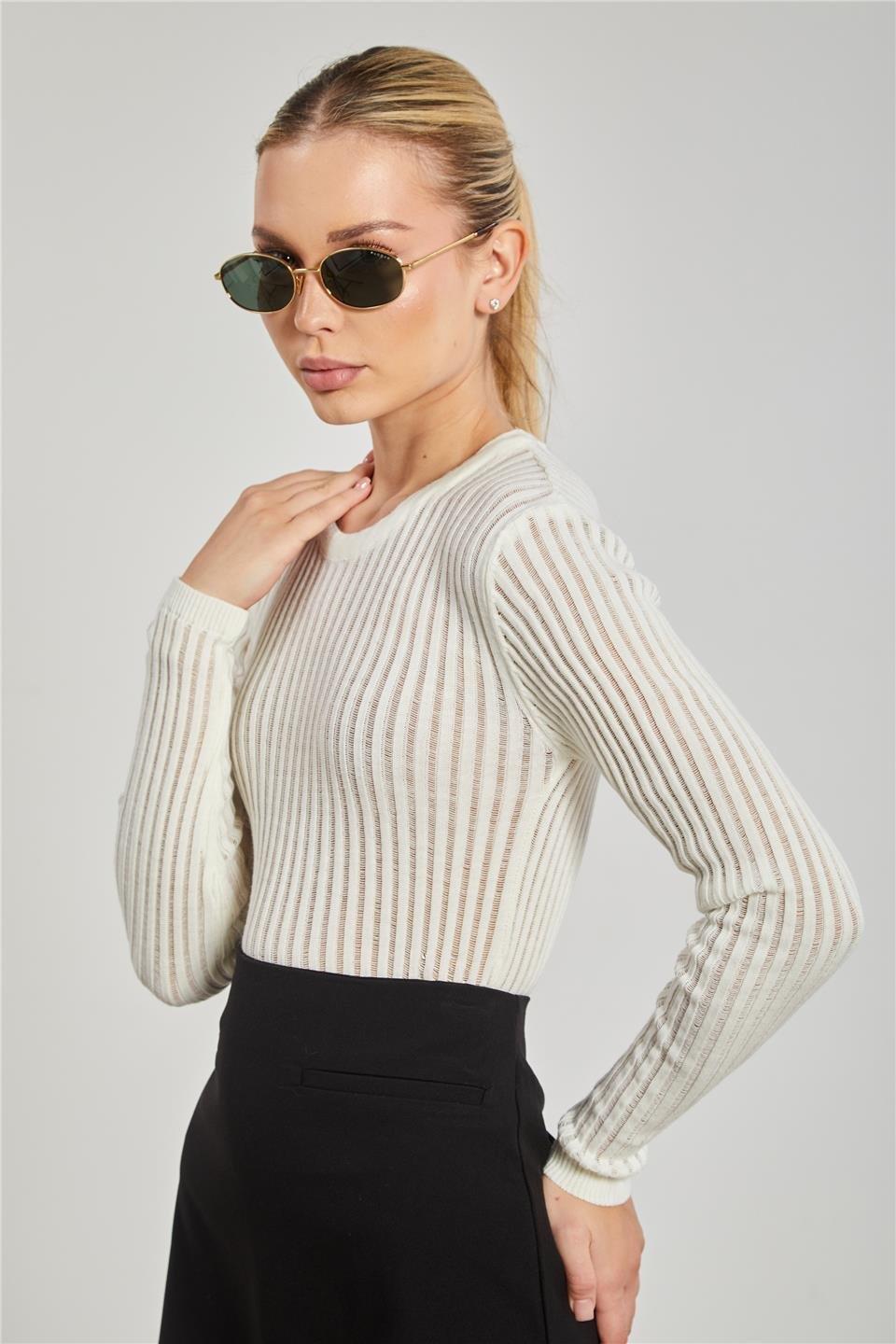 Fitilli triko body-6564 - Ekru