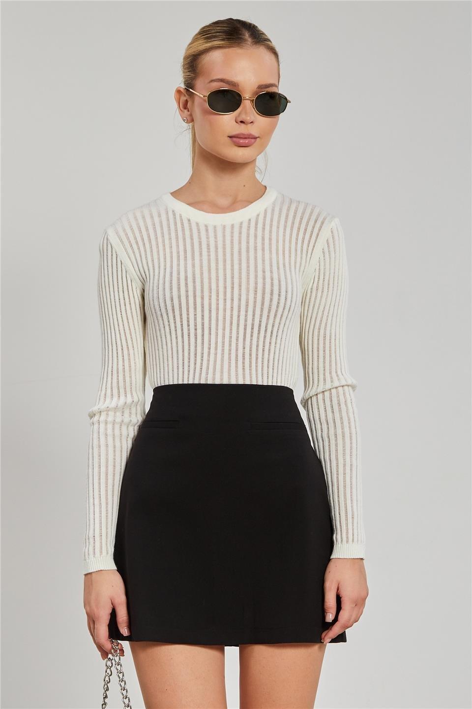 Fitilli triko body-6564 - Ekru