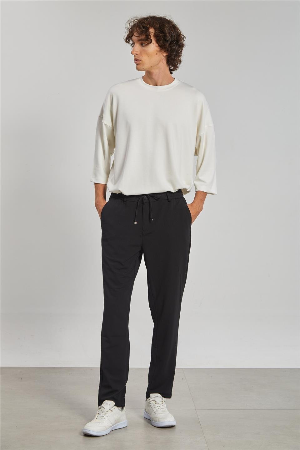 Fleto cep jogger pantolon-7002 - Siyah
