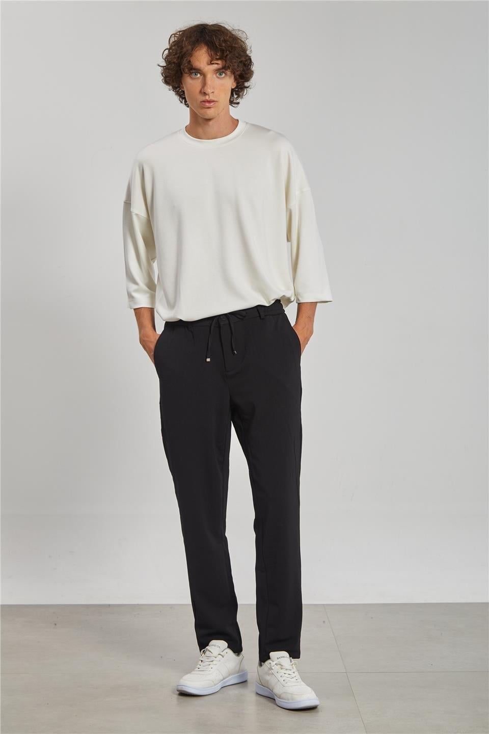 Fleto cep jogger pantolon-7002 - Siyah