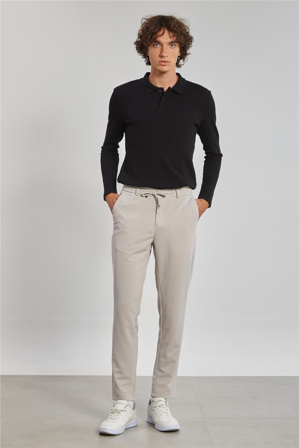 Fleto cep jogger pantolon-7002 - Taş