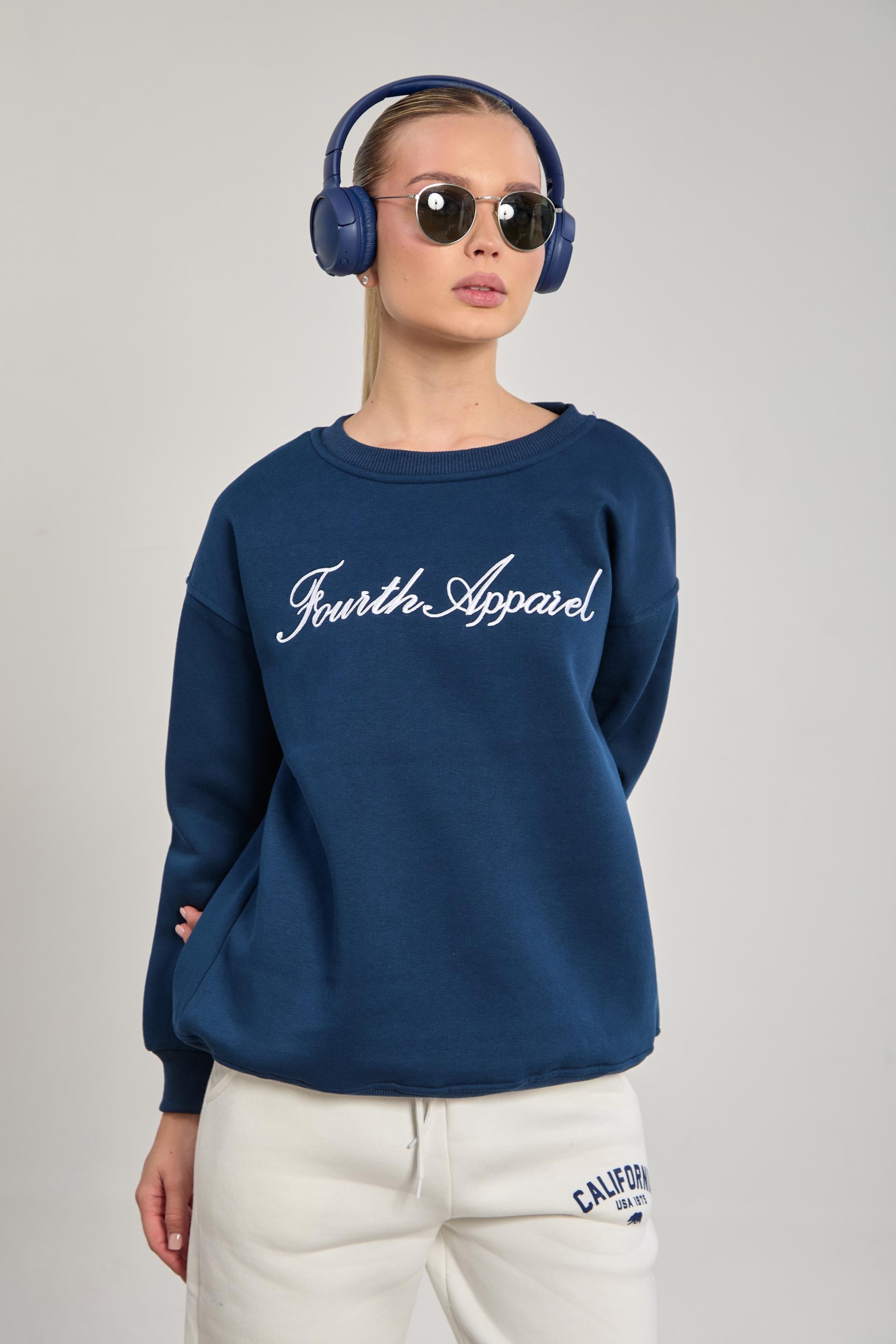 Fourth apparel baskılı sweatshirt-DVN1247 - Lacivert