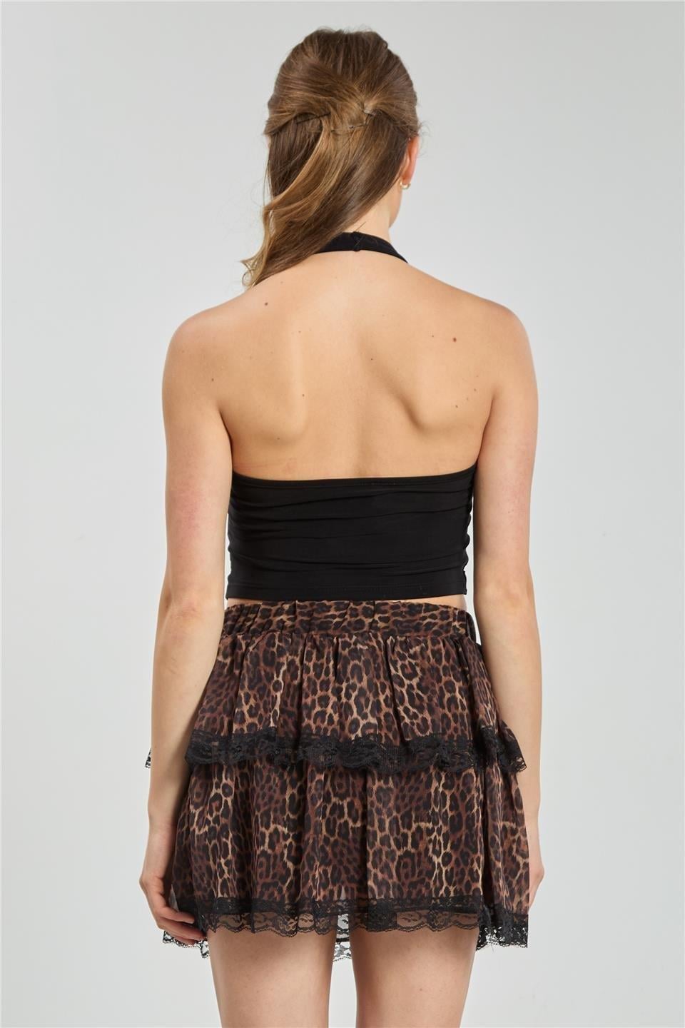 Halter yaka bluz-13835 - Siyah