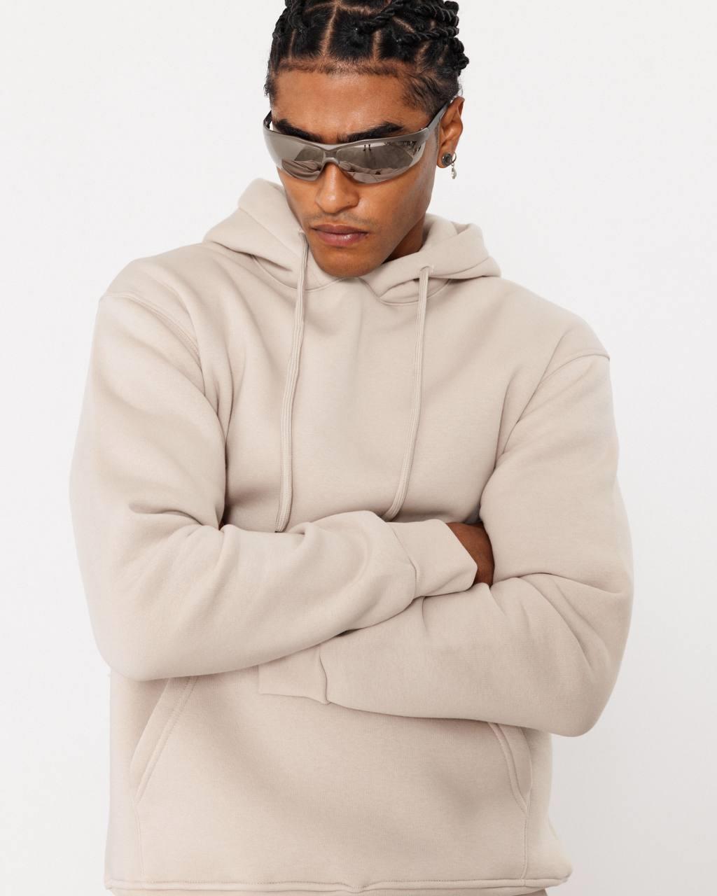 KANGURU CEPLİ KAPŞONLU SWEATSHIRT-2002 - BEJ