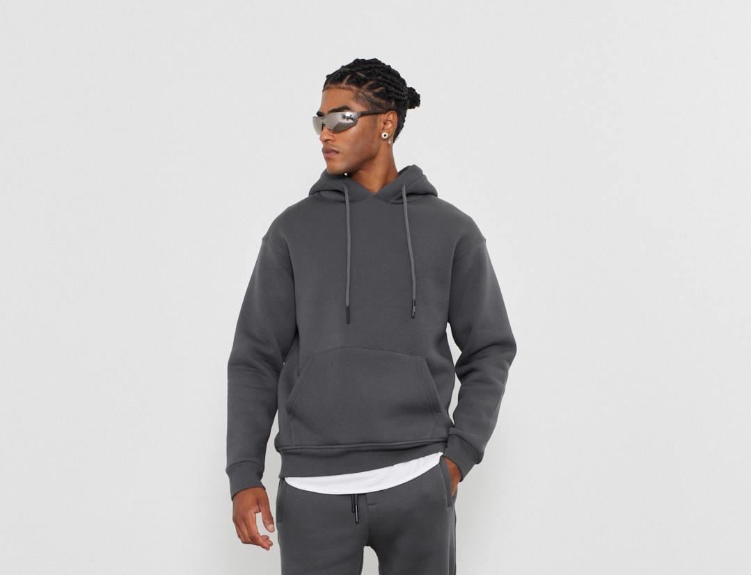 KANGURU CEPLİ KAPŞONLU SWEATSHIRT-2002 - FÜME