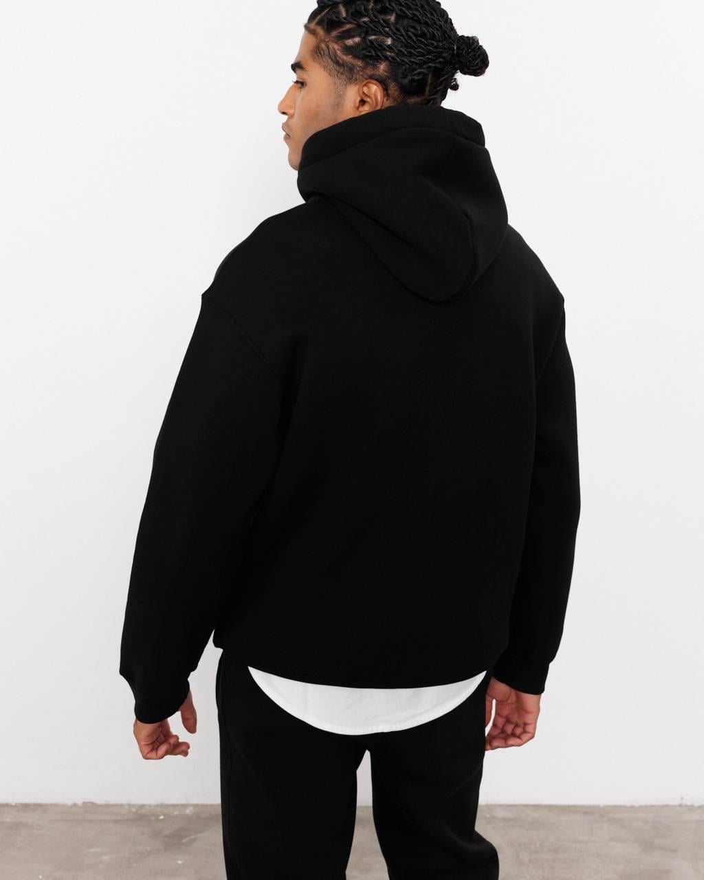 KANGURU CEPLİ KAPŞONLU SWEATSHIRT-2002 - SİYAH