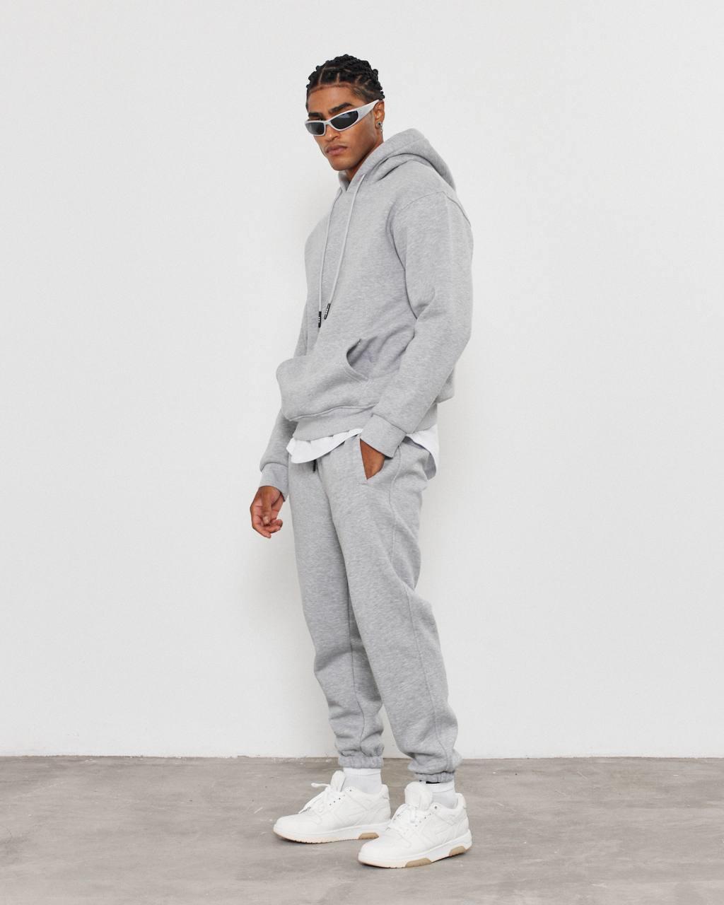 KANGURU CEPLİ KAPŞONLU SWEATSHIRT-2002 - GRİ MELANJ