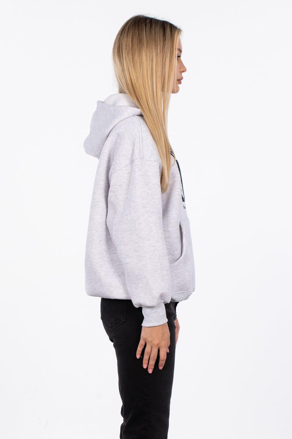 Kanguru cepli Melbourne baskılı sweatshirt-DVN0824 - Kar Melanj