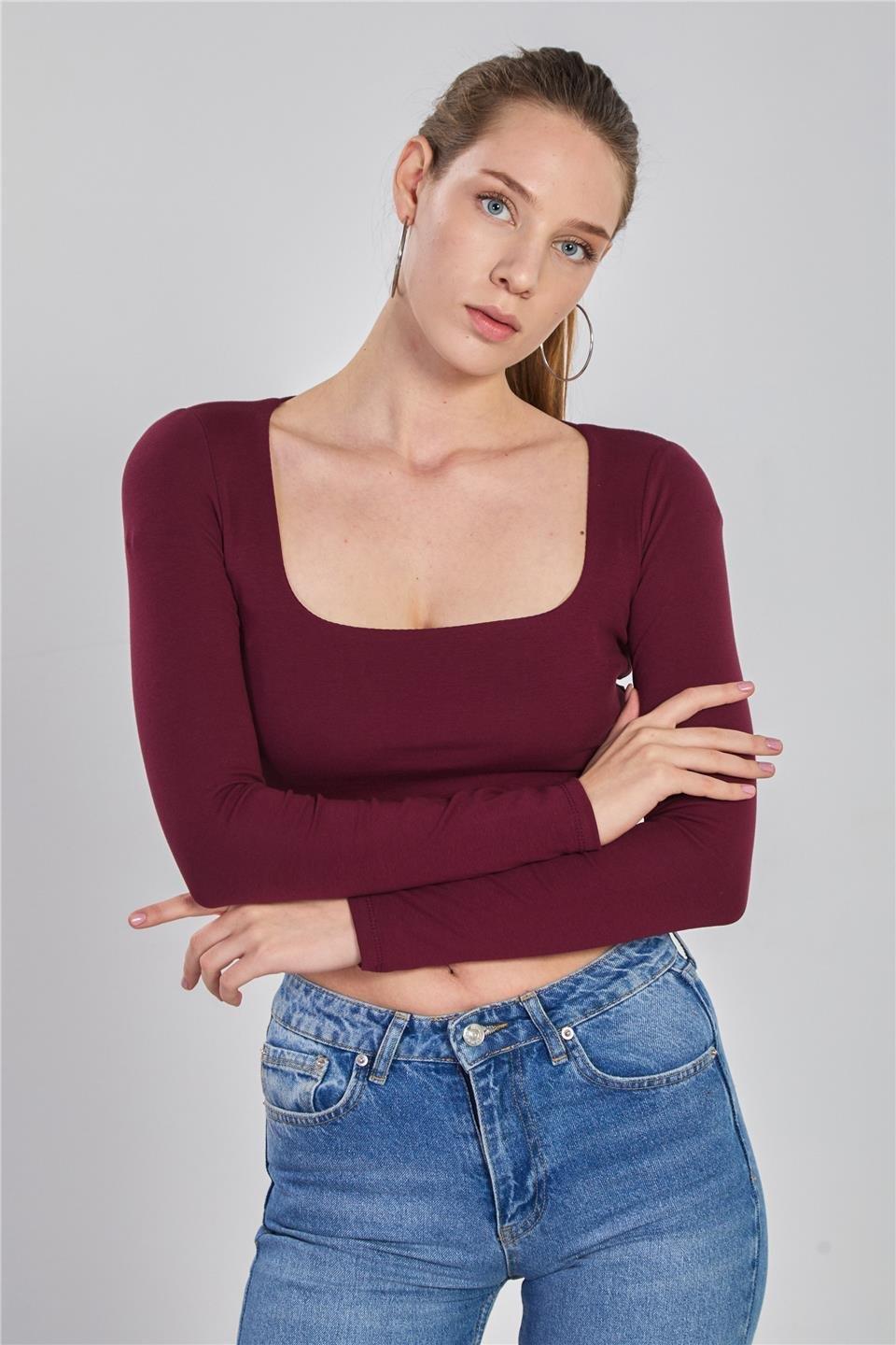 Kare yaka body-3713 - Bordo