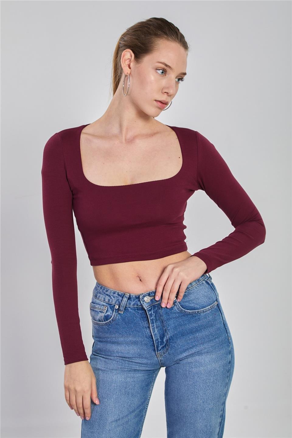 Kare yaka body-3713 - Bordo