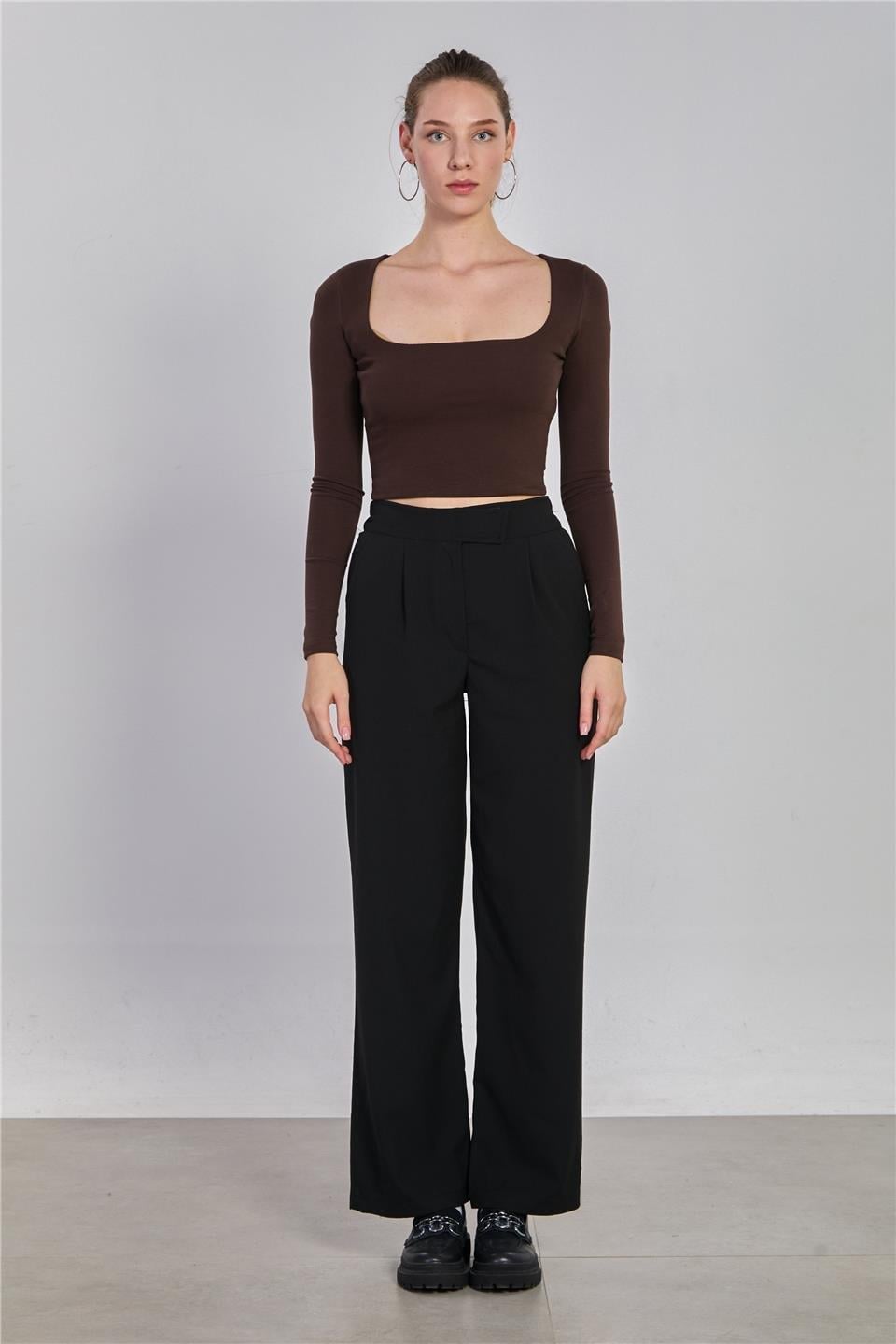 Kare yaka body-3713 - Kahve