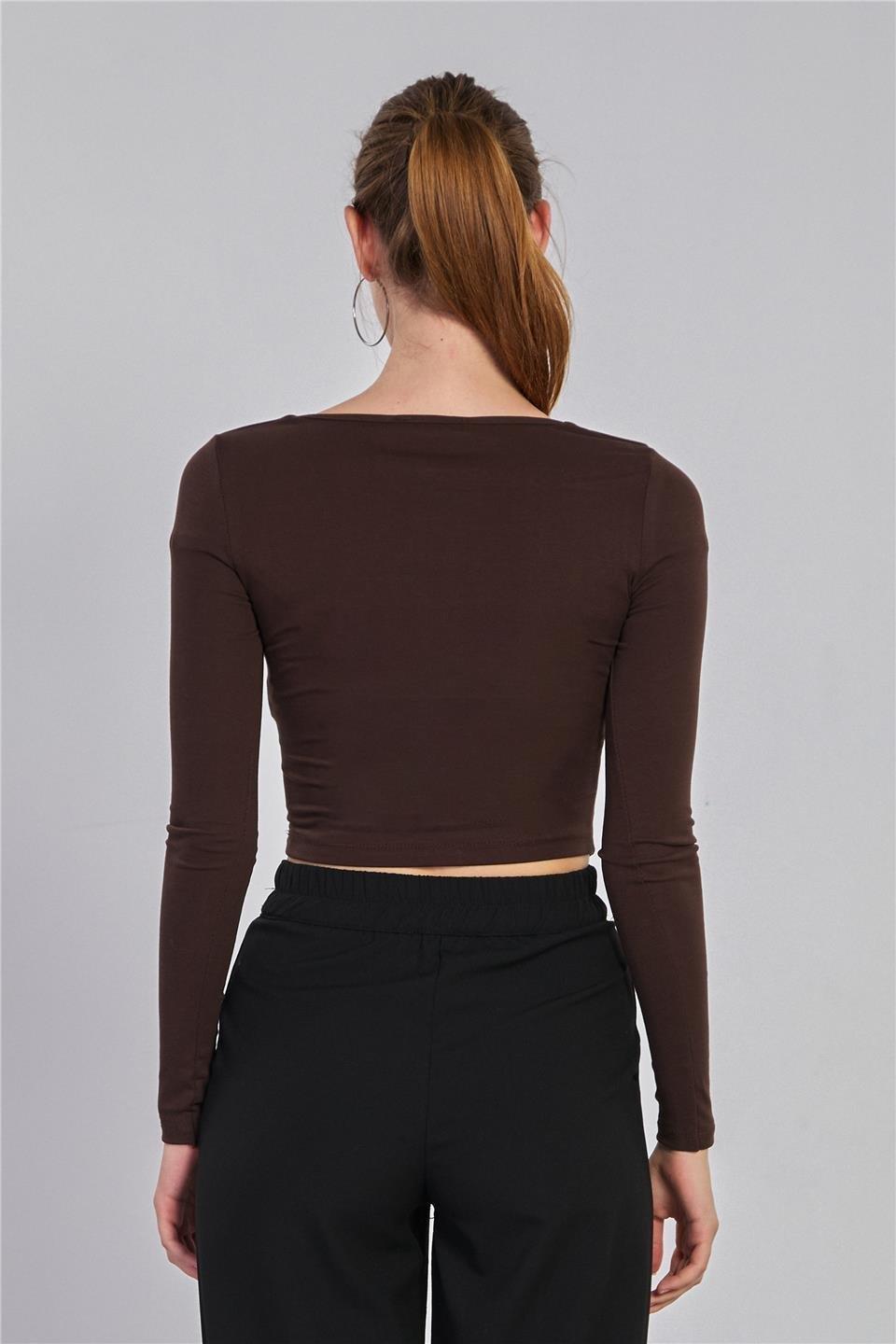 Kare yaka body-3713 - Kahve