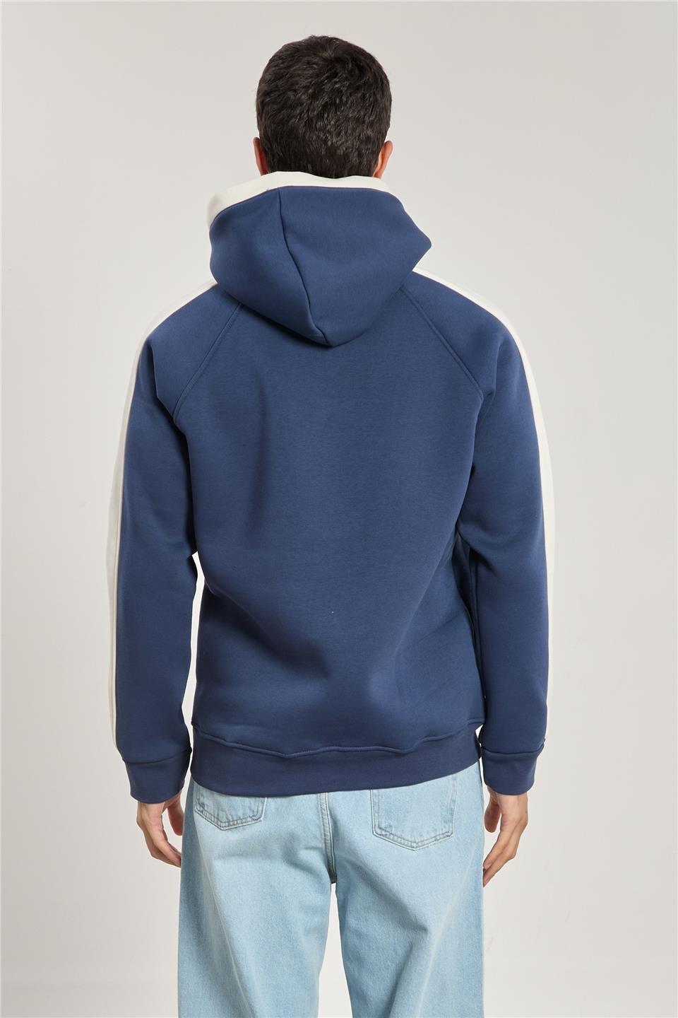 Michigan baskılı kapüşonlu sweatshırt-1156 - Lacivert/Ekru