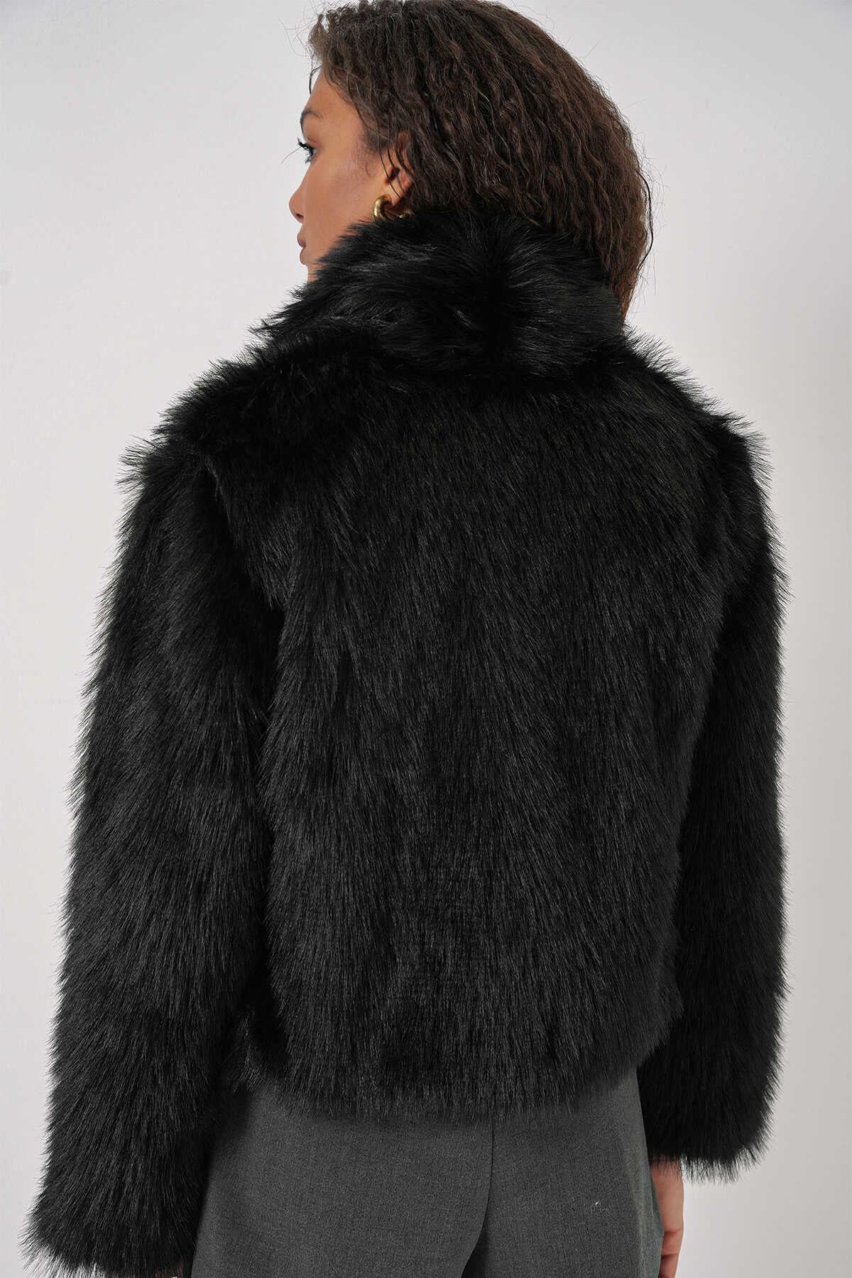 PELUŞ KÜRKLÜ MONT-5186 - SİYAH