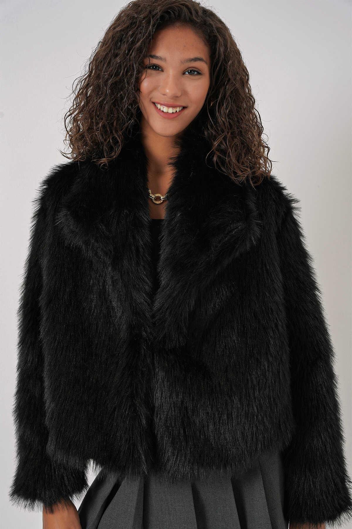 PELUŞ KÜRKLÜ MONT-5186 - SİYAH