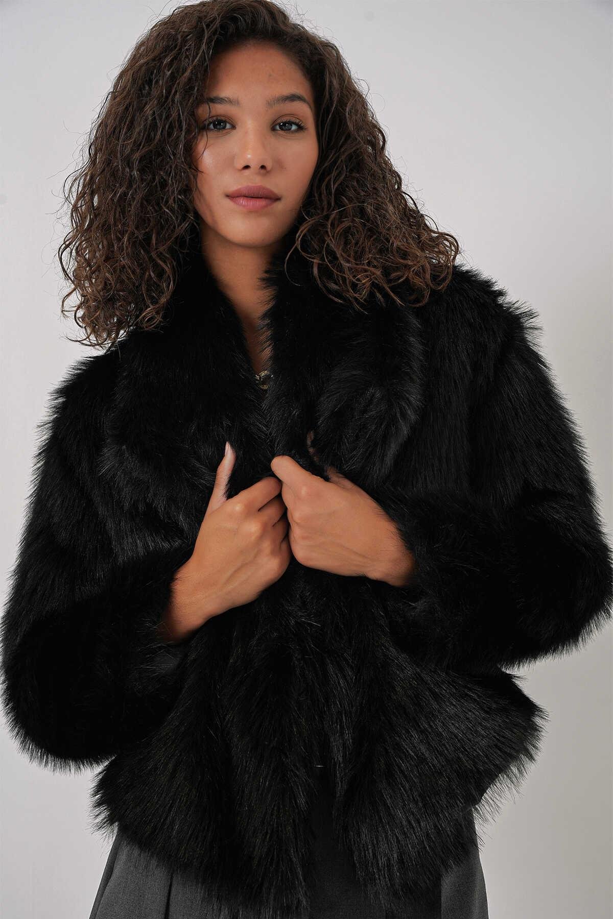 PELUŞ KÜRKLÜ MONT-5186 - SİYAH