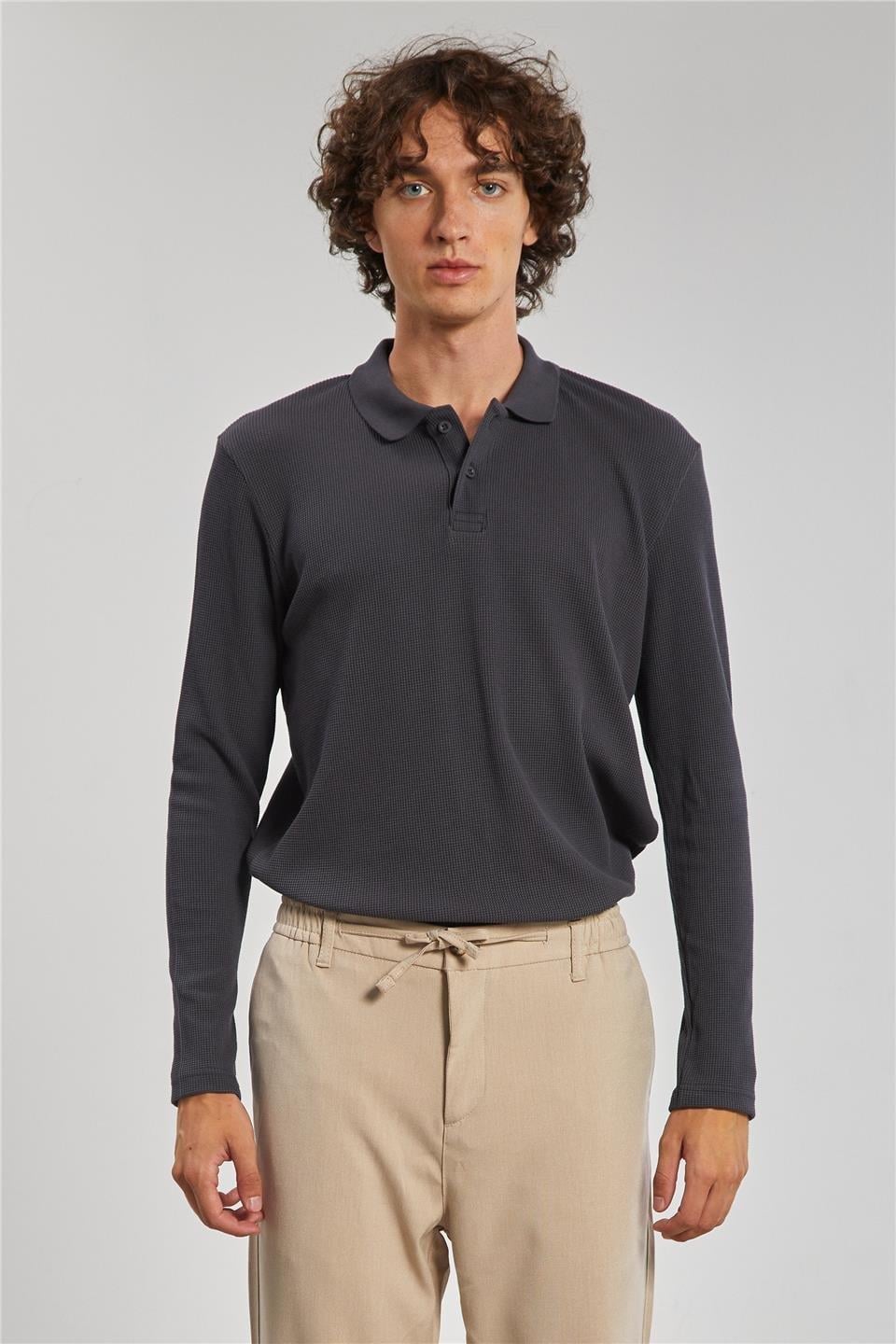 Polo yaka sweat-5708 - Antrasit