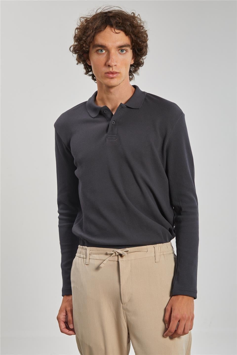 Polo yaka sweat-5708 - Antrasit