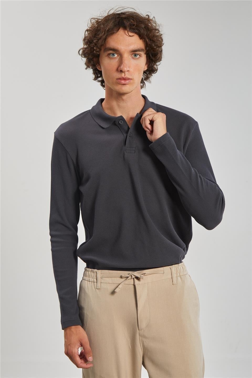 Polo yaka sweat-5708 - Antrasit