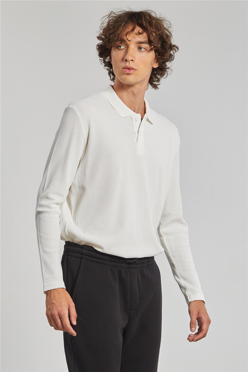 Polo yaka sweat-5708 - Ekru
