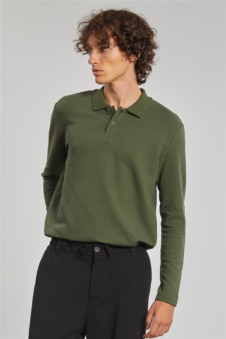 Polo yaka sweat-5708 - Haki