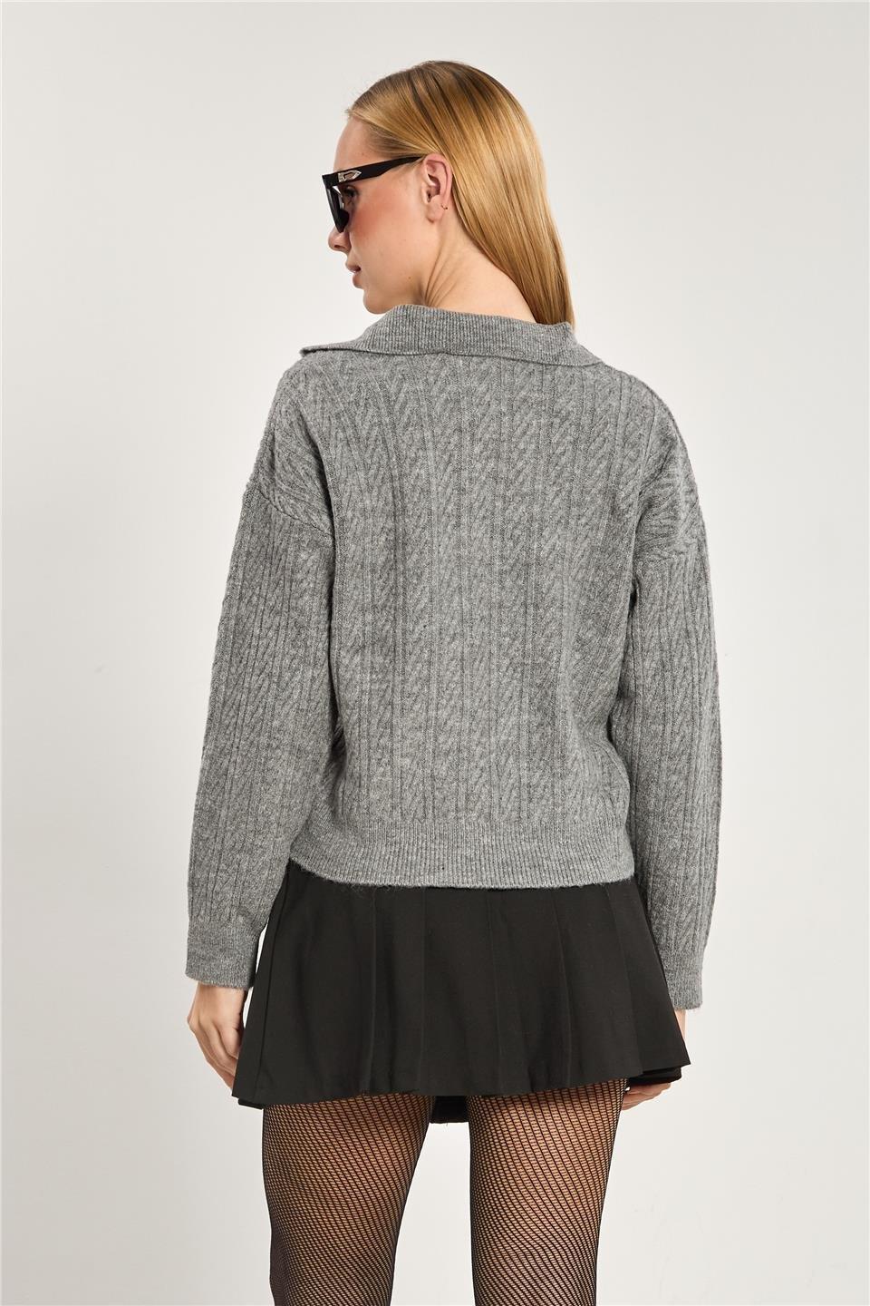 Polo yaka triko kazak-6491 - Gri