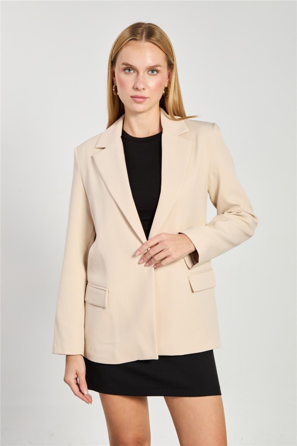 Tek düğmeli blazer ceket-2787 - Çakıl Taşı