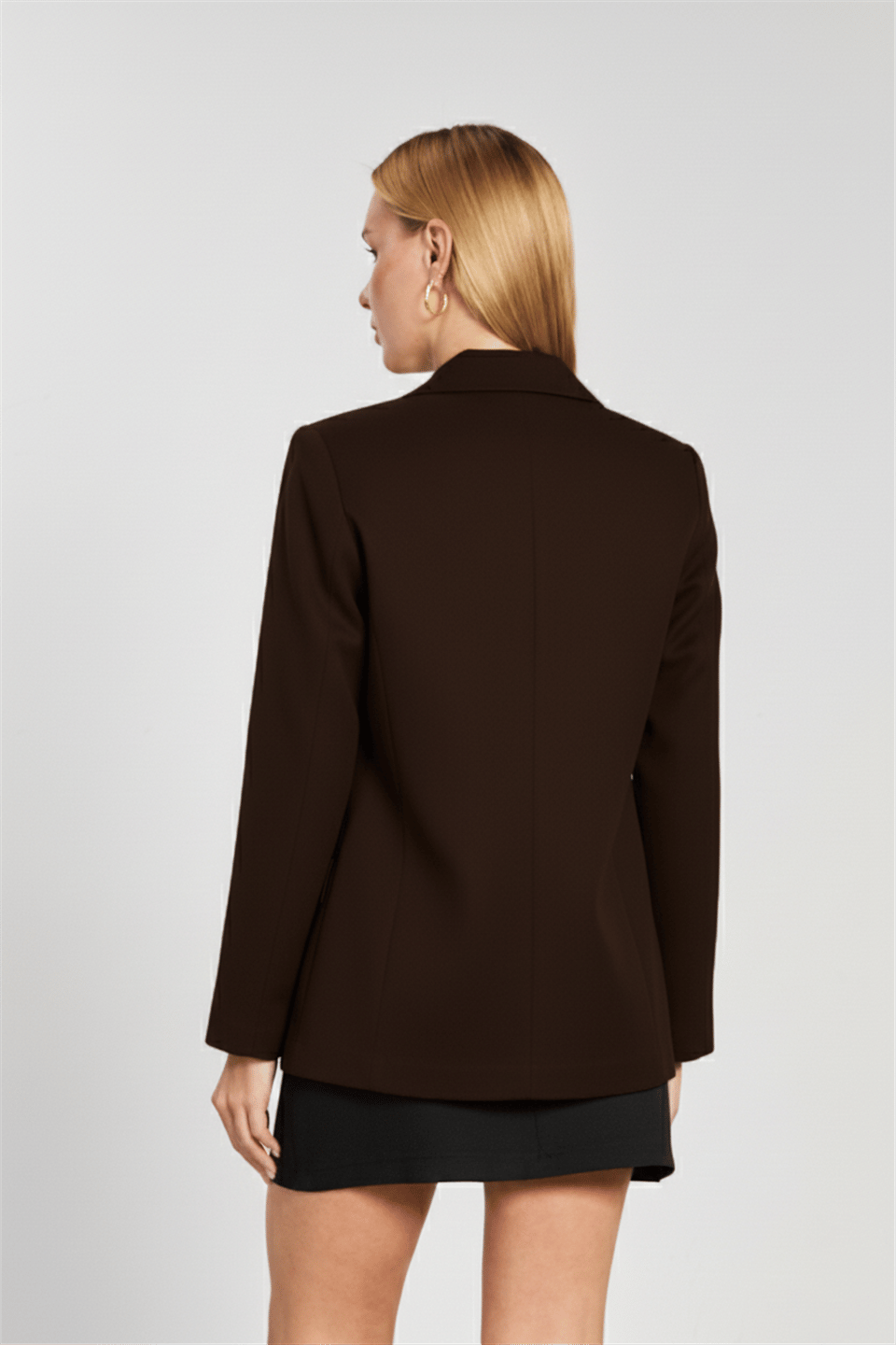 Tek düğmeli blazer ceket-2787 - Kahve