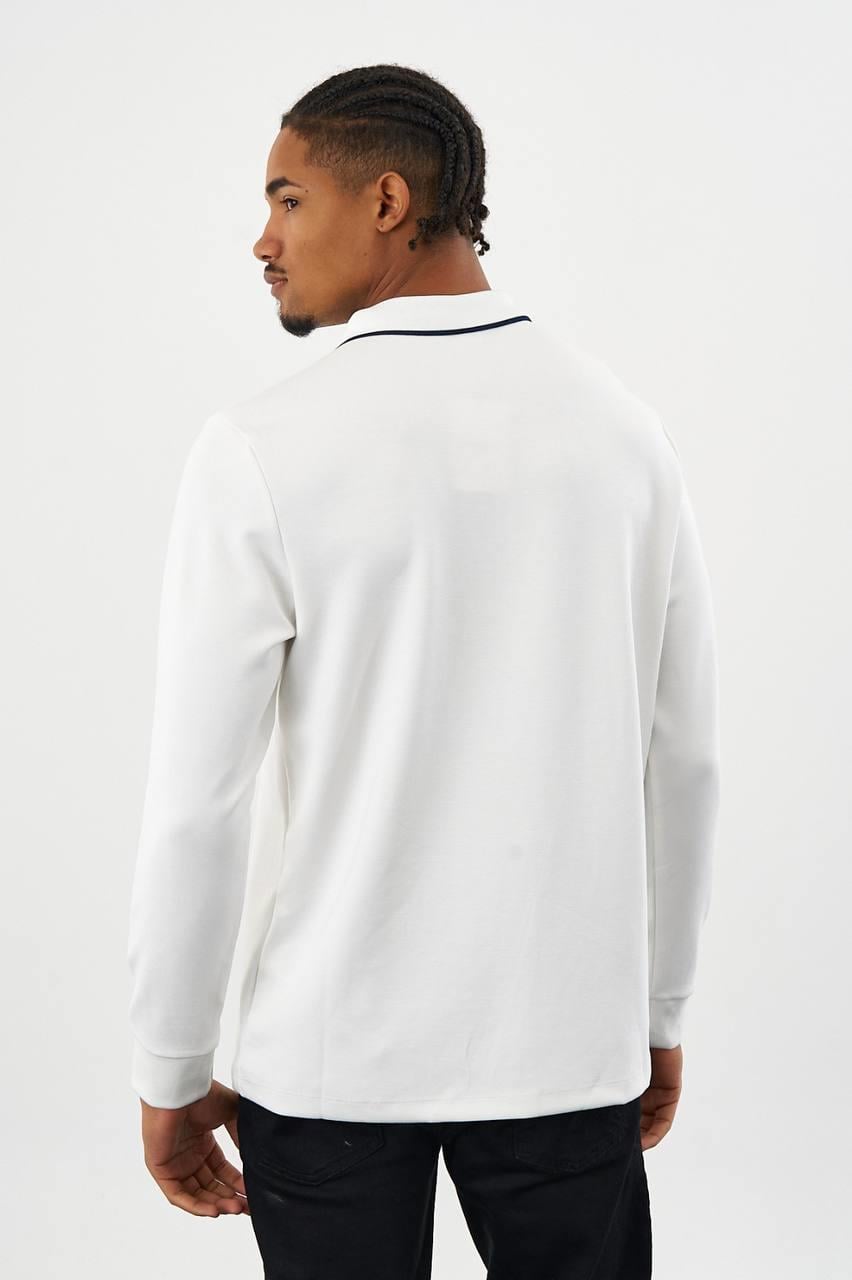 TRİKO YAKA FERMUARLI SWEATSHIRT-2026 - BEYAZ
