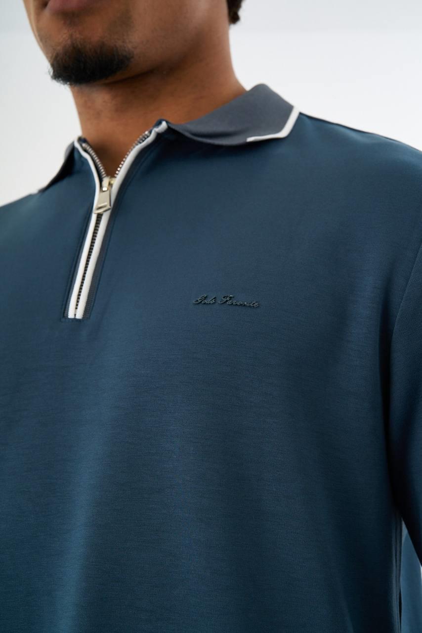 TRİKO YAKA FERMUARLI SWEATSHIRT-2026 - PETROL