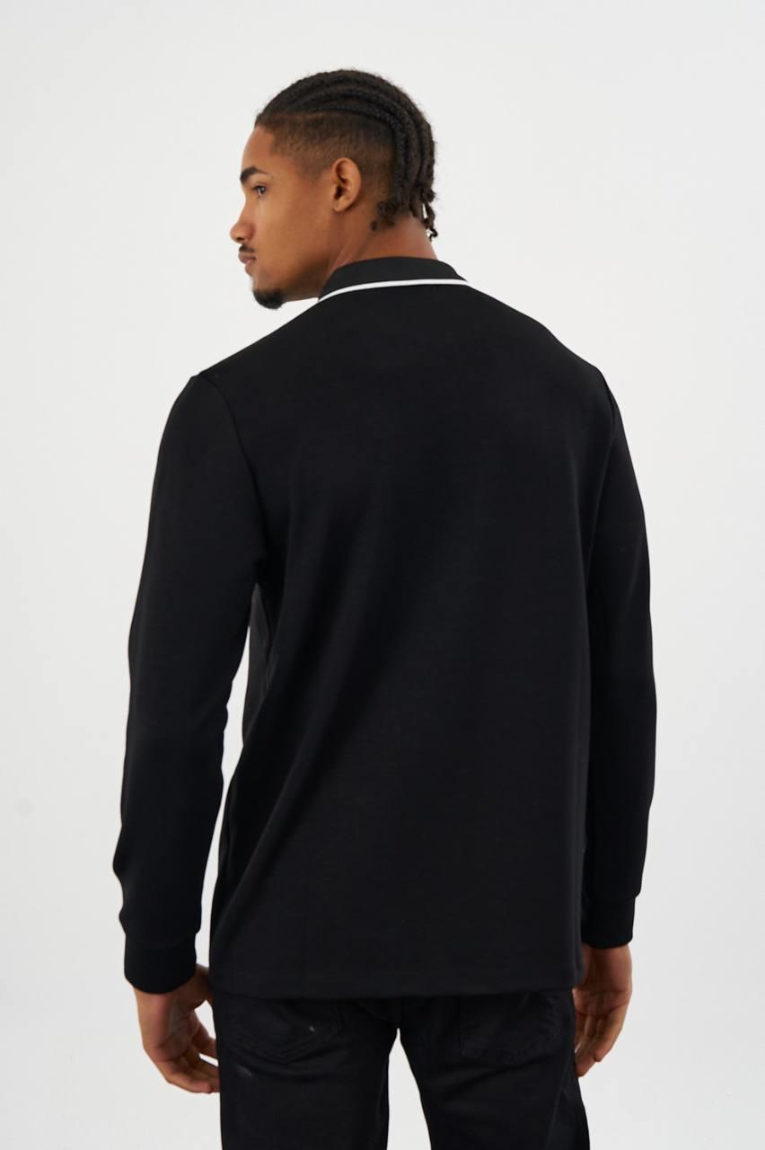 TRİKO YAKA FERMUARLI SWEATSHIRT-2026 - SİYAH