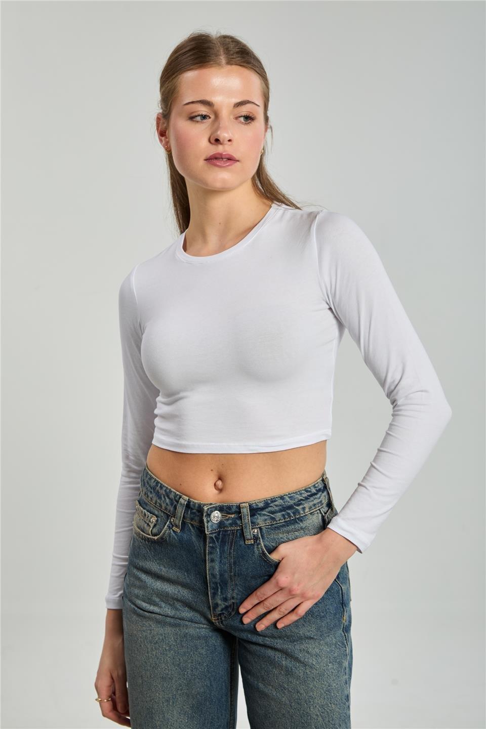 Uzun kollu body-K660 - Beyaz
