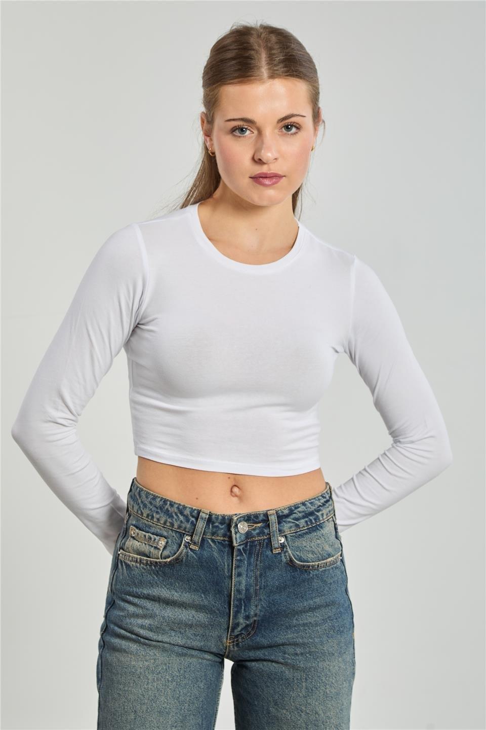 Uzun kollu body-K660 - Beyaz