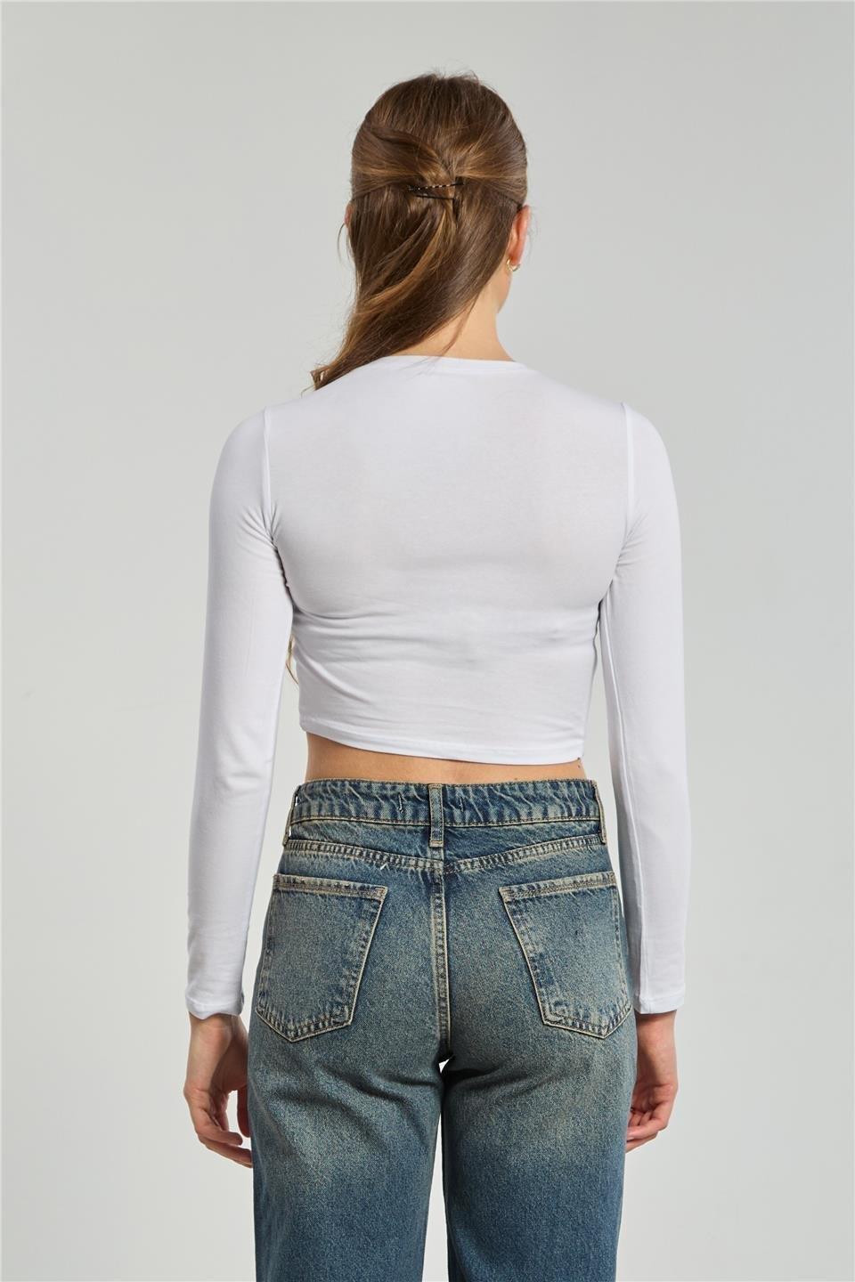 Uzun kollu body-K660 - Beyaz
