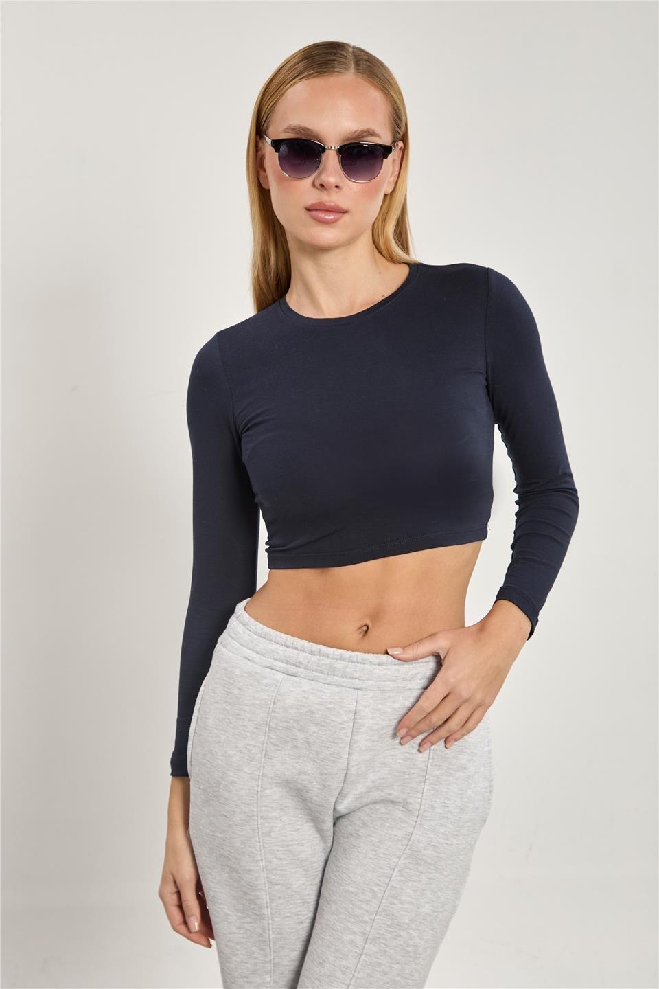 Uzun kollu body-K660 - Lacivert