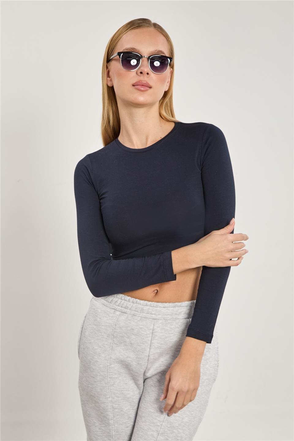 Uzun kollu body-K660 - Lacivert