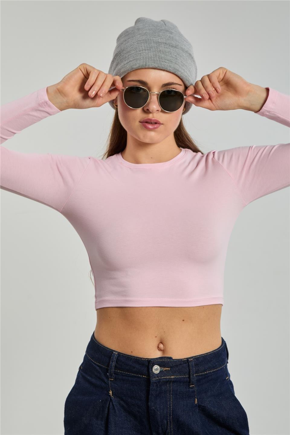 Uzun kollu body-K660 - Pembe