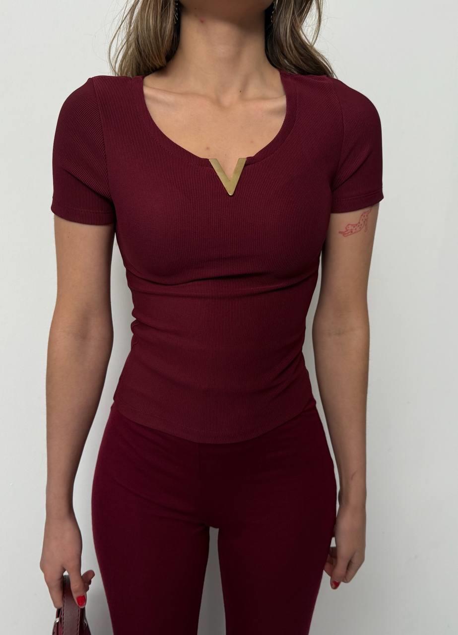 V YAKA AKSESUAR DETAY CROP-2435 - BORDO