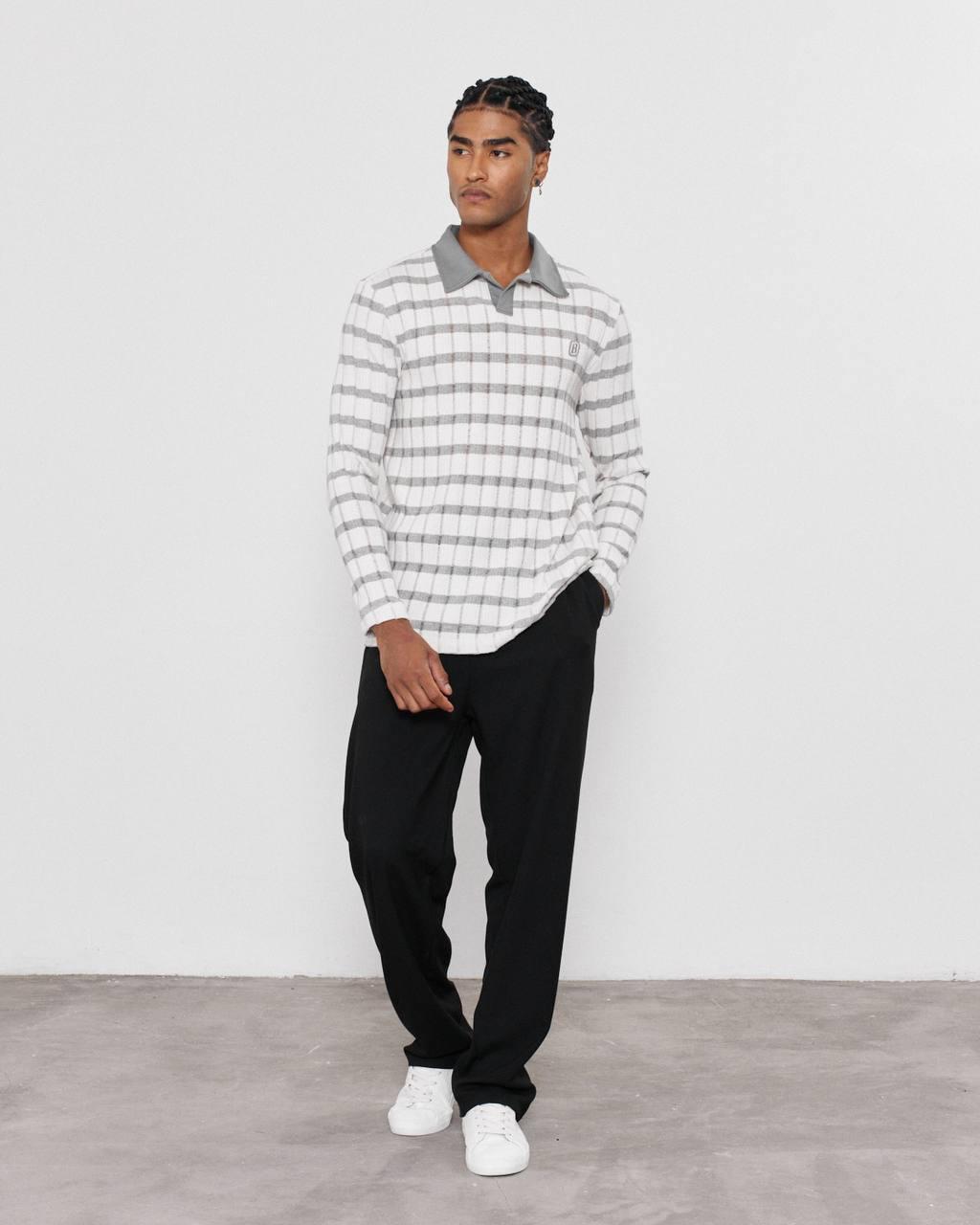 YAKA PATLI ÇİZGİLİ SWEATSHIRT-2024 - GRİ