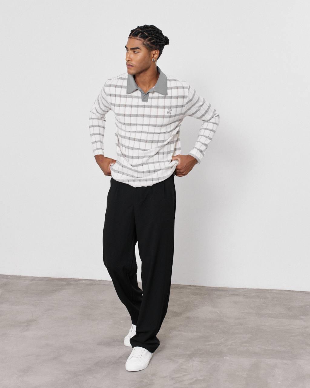 YAKA PATLI ÇİZGİLİ SWEATSHIRT-2024 - GRİ