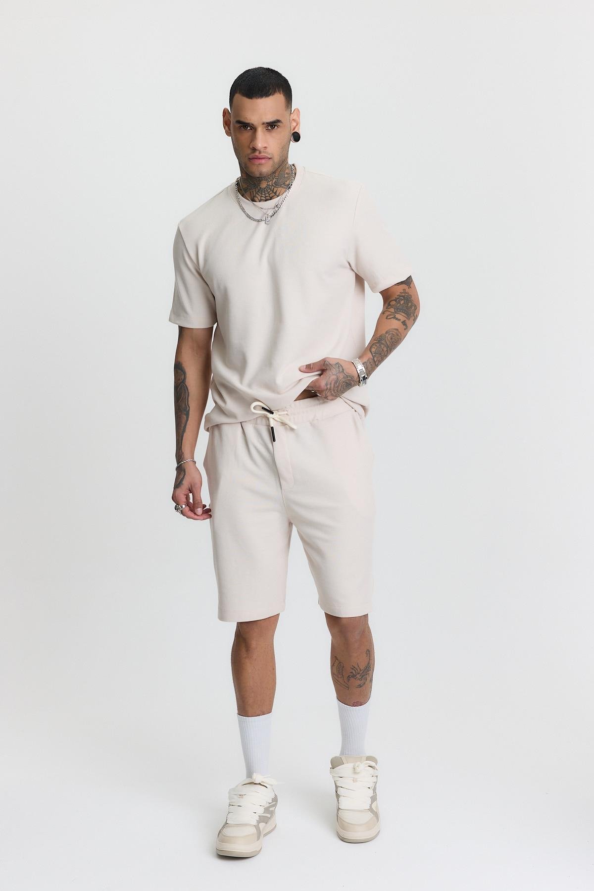 ZARA PİKE BASIC T-SHIRT-5023 - BEJ