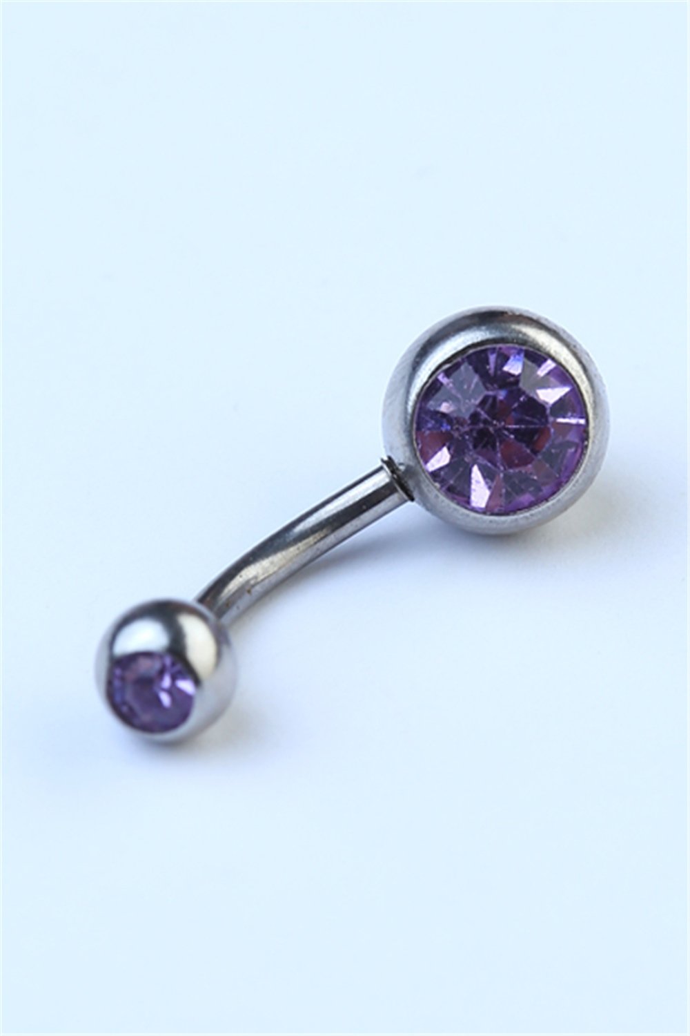 Düz Lila Taşlı Göbek Silver Piercing